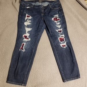 Torrid Jeans Plaid Dark Wash Boyfriend 26R